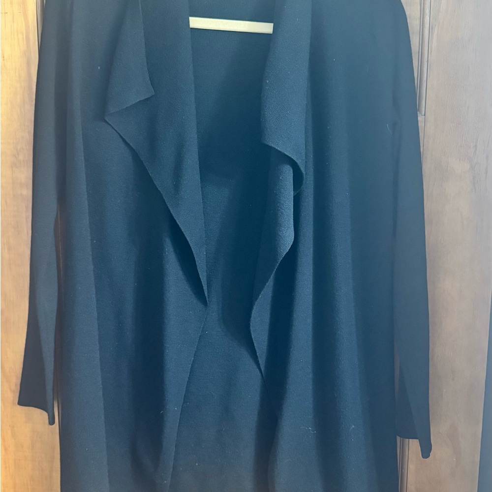 Theory Stretch Open Front Wool Cardigan/Sweater, Black - Picture 7 of 15